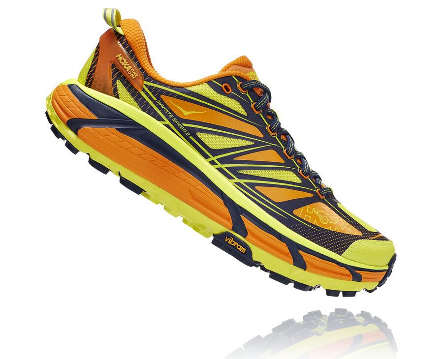 Hoka One One Mens Trail Shoes - Mafate Speed 2 - Light Gold/Rose - LNOG05487